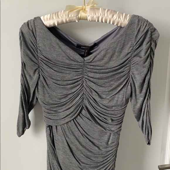 BCBGMaxAzria Heather Grey Ruched & Gathered Dress Size S - Picture 3 of 7